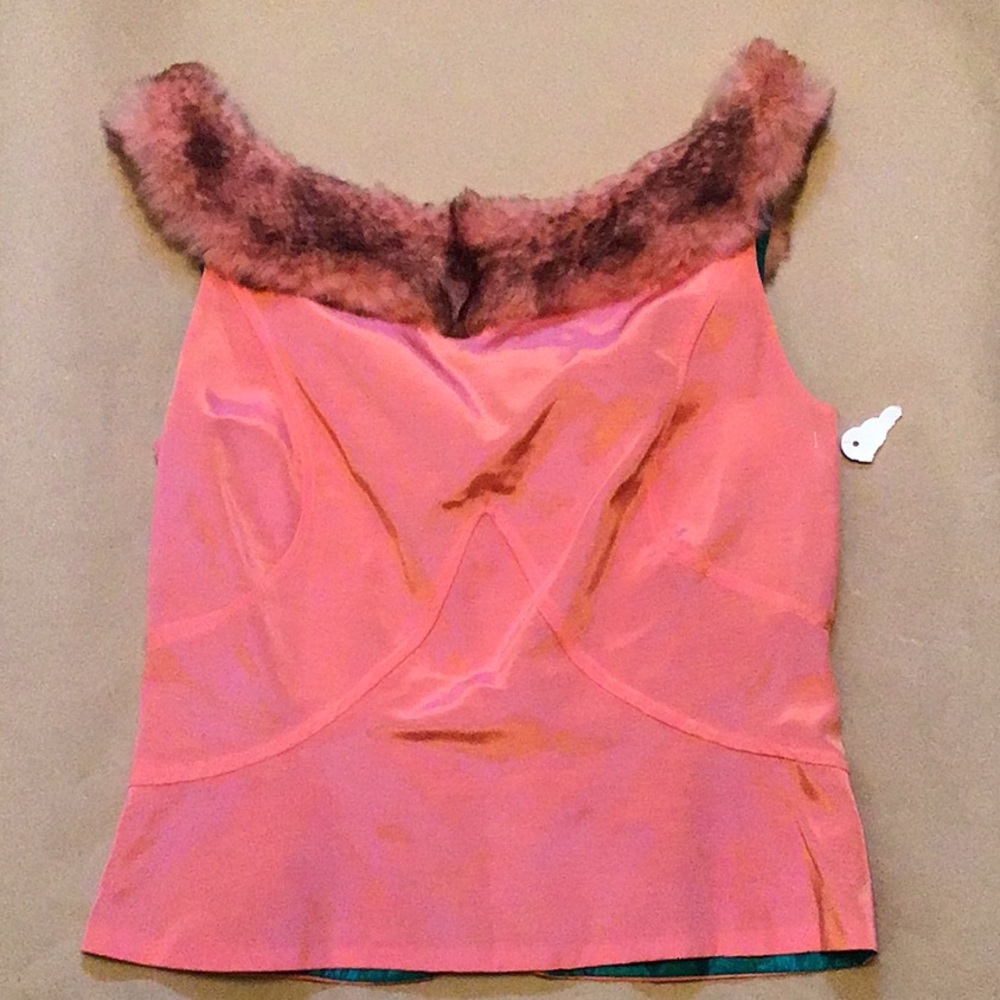 Beautiful Fur Trimmed Top with Back Zipper